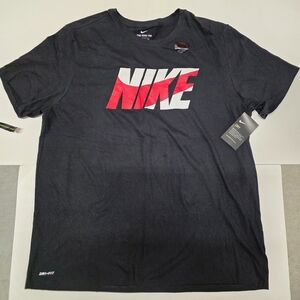 Nike Men's Black Tee with Red and White Logo